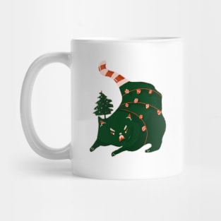 Christmas cat with lights and candy cane Mug